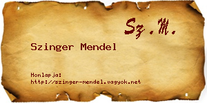Szinger Mendel névjegykártya